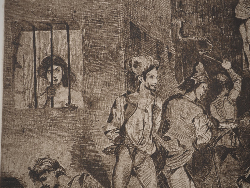 Eugène DELACROIX : La maison des fous, Gravure originale (photo de détail 5) - Crédit photo : Galerie Art.Paris