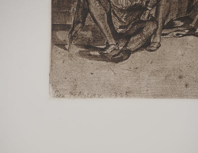 Eugène DELACROIX : La maison des fous, Gravure originale (photo de détail 2) - Crédit photo : Galerie Art.Paris
