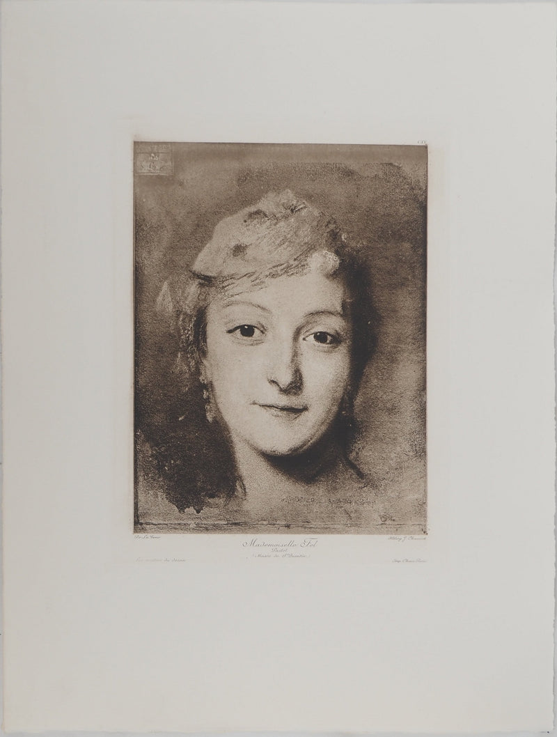 Maurice Quentin DE LA TOUR : Portrait de Mademoiselle Fel, Héliogravure originale (vue générale) - Crédit photo : Galerie Art.Paris