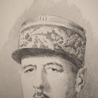 0ème siècle ECOLE : Portrait Charles De Gaulle, Gravure originale (photo de détail 3) - Crédit photo : Galerie Art.Paris