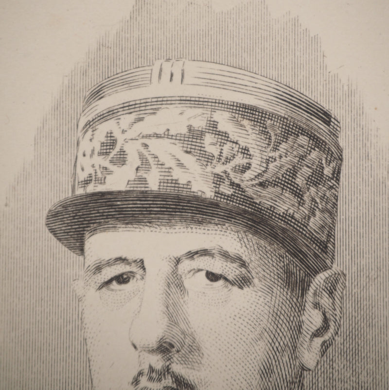 0ème siècle ECOLE : Portrait Charles De Gaulle, Gravure originale (photo de détail 3) - Crédit photo : Galerie Art.Paris