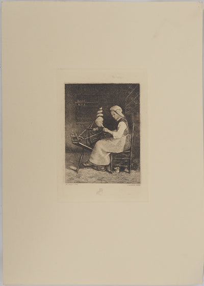 Jean François MILLEET : La fileuse, Héliogravure originale (vue générale) - Crédit photo : Galerie Art.Paris