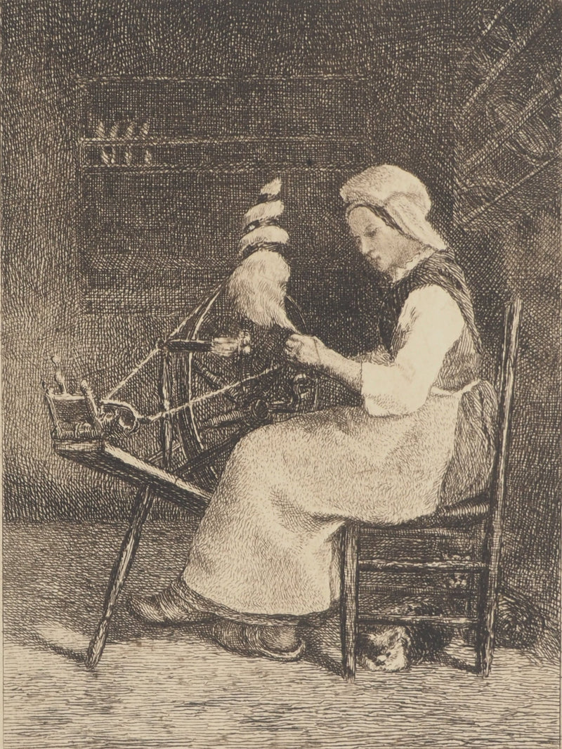 Jean François MILLEET : La fileuse, Héliogravure originale (photo de détail 2) - Crédit photo : Galerie Art.Paris