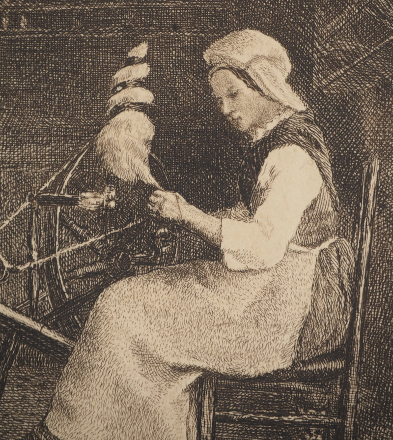 Jean François MILLEET : La fileuse, Héliogravure originale (photo de détail 3) - Crédit photo : Galerie Art.Paris