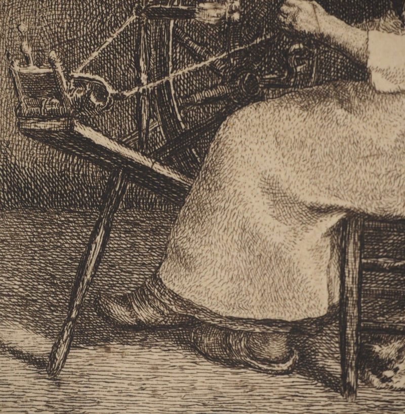 Jean François MILLEET : La fileuse, Héliogravure originale (photo de détail 4) - Crédit photo : Galerie Art.Paris