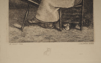 Jean François MILLEET : La fileuse, Héliogravure originale (photo de détail 5) - Crédit photo : Galerie Art.Paris