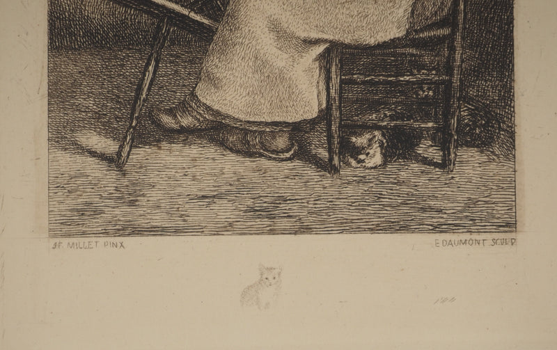 Jean François MILLEET : La fileuse, Héliogravure originale (photo de détail 5) - Crédit photo : Galerie Art.Paris