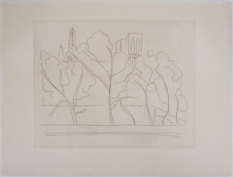 Henri MATISSE : Notre Dame à travers les arbres, Gravure originale (vue générale) - Crédit photo : Galerie Art.Paris