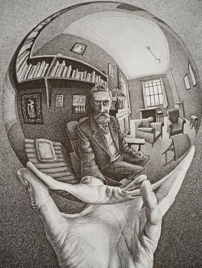 ESCHER M.C. : Main avec globe réfléchissant, oeuvre originale (photo de détail 3) - Crédit photo : Galerie Art.Paris