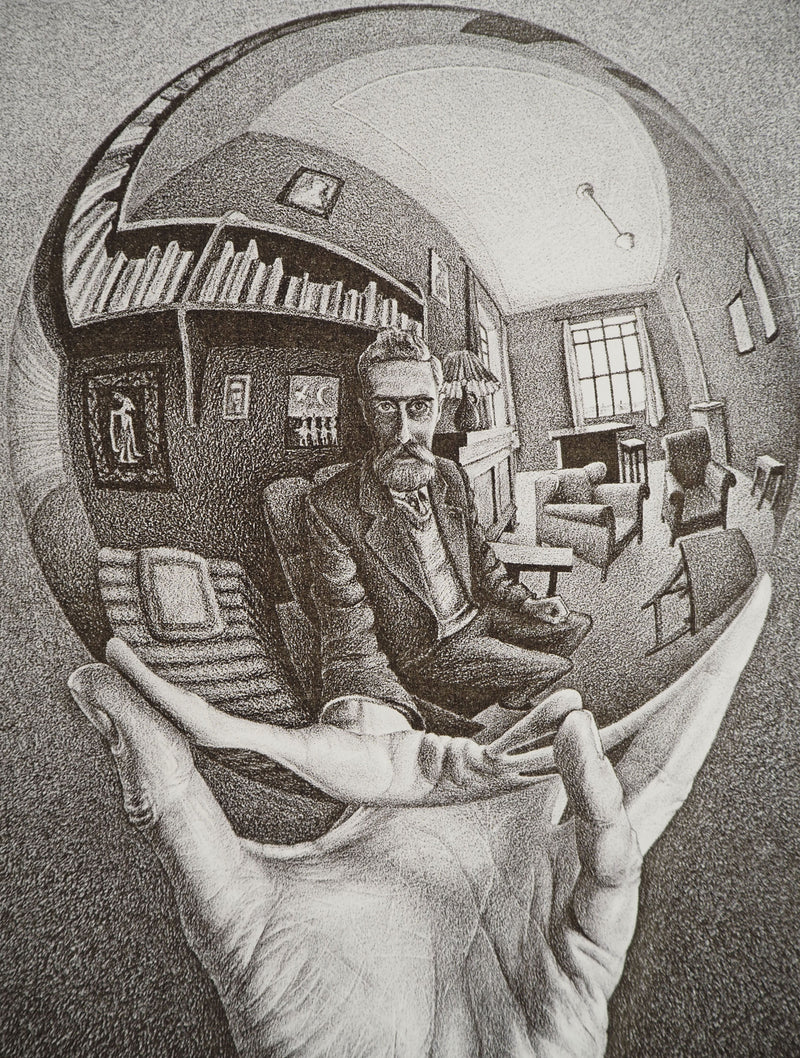 ESCHER M.C. : Main avec globe réfléchissant, oeuvre originale (photo de détail 3) - Crédit photo : Galerie Art.Paris