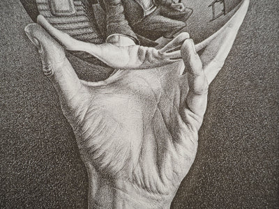 ESCHER M.C. : Main avec globe réfléchissant, oeuvre originale (photo de détail 8) - Crédit photo : Galerie Art.Paris