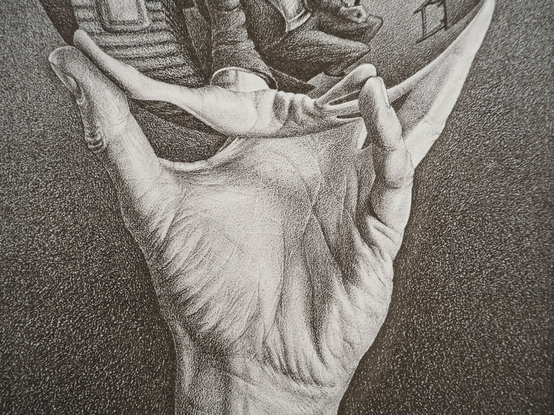 ESCHER M.C. : Main avec globe réfléchissant, oeuvre originale (photo de détail 8) - Crédit photo : Galerie Art.Paris