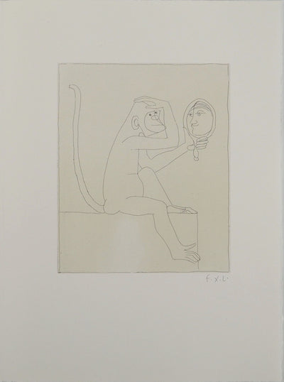 François-Xavier LALANNE : Le singe au miroir, Gravure originale (vue générale) - Crédit photo : Galerie Art.Paris