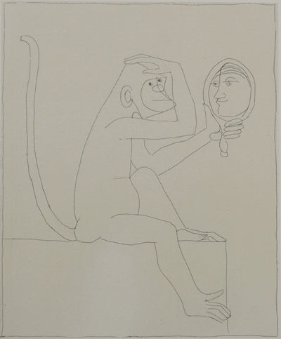François-Xavier LALANNE : Le singe au miroir, Gravure originale (photo de détail 3) - Crédit photo : Galerie Art.Paris