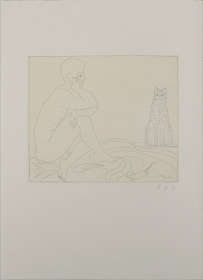 François-Xavier LALANNE : Le chat et la souris, Gravure originale (vue générale) - Crédit photo : Galerie Art.Paris
