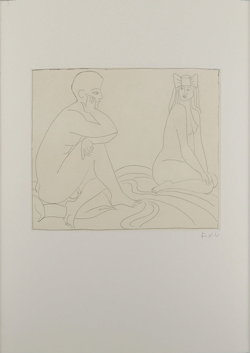 François-Xavier LALANNE : La jeune fille au ruban, Gravure originale (vue générale) - Crédit photo : Galerie Art.Paris