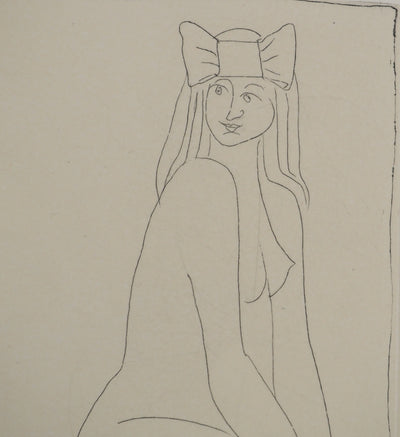 François-Xavier LALANNE : La jeune fille au ruban, Gravure originale (photo de détail 4) - Crédit photo : Galerie Art.Paris