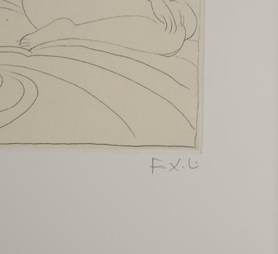 François-Xavier LALANNE : La jeune fille au ruban, Gravure originale (photo de détail 2) - Crédit photo : Galerie Art.Paris