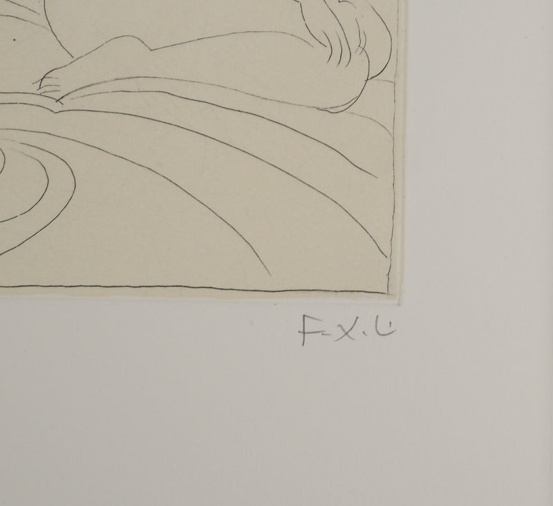 François-Xavier LALANNE : La jeune fille au ruban, Gravure originale (photo de détail 2) - Crédit photo : Galerie Art.Paris