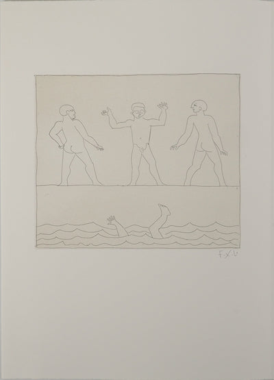 François-Xavier LALANNE : L'homme à la mer, Gravure originale (vue générale) - Crédit photo : Galerie Art.Paris