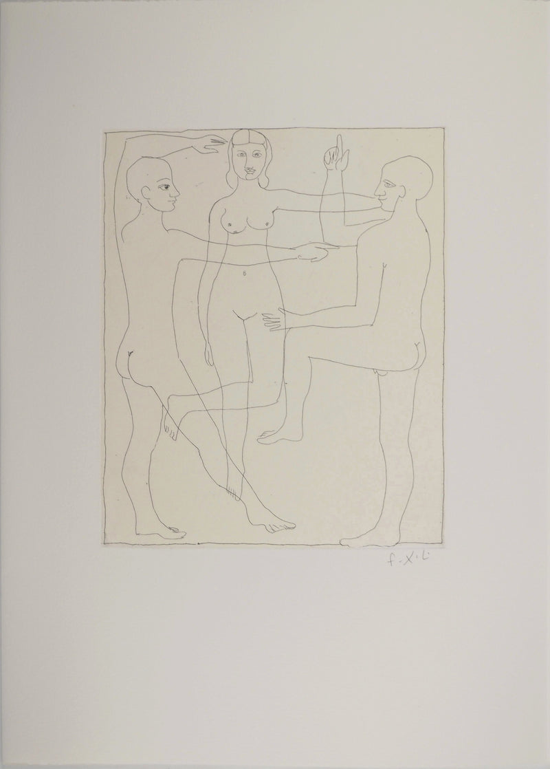 François-Xavier LALANNE : Le triangle amoureux, Gravure originale (vue générale) - Crédit photo : Galerie Art.Paris