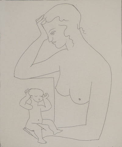 François-Xavier LALANNE : Mère et enfant, Gravure originale (photo de détail 3) - Crédit photo : Galerie Art.Paris