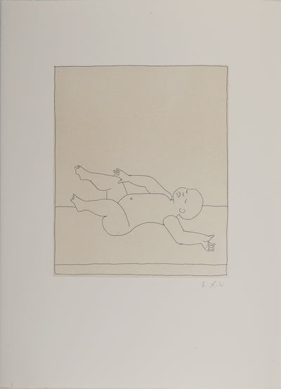 François-Xavier LALANNE : Le nouveau né, Gravure originale (vue générale) - Crédit photo : Galerie Art.Paris