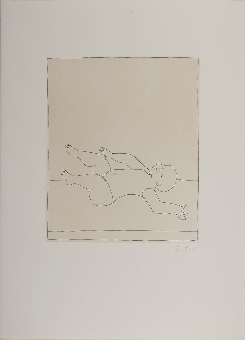 François-Xavier LALANNE : Le nouveau né, Gravure originale (vue générale) - Crédit photo : Galerie Art.Paris