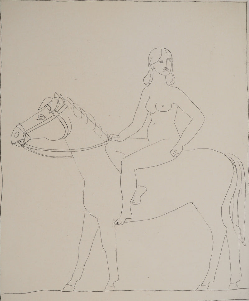 François-Xavier LALANNE : La cavalière, Gravure originale (photo de détail 3) - Crédit photo : Galerie Art.Paris