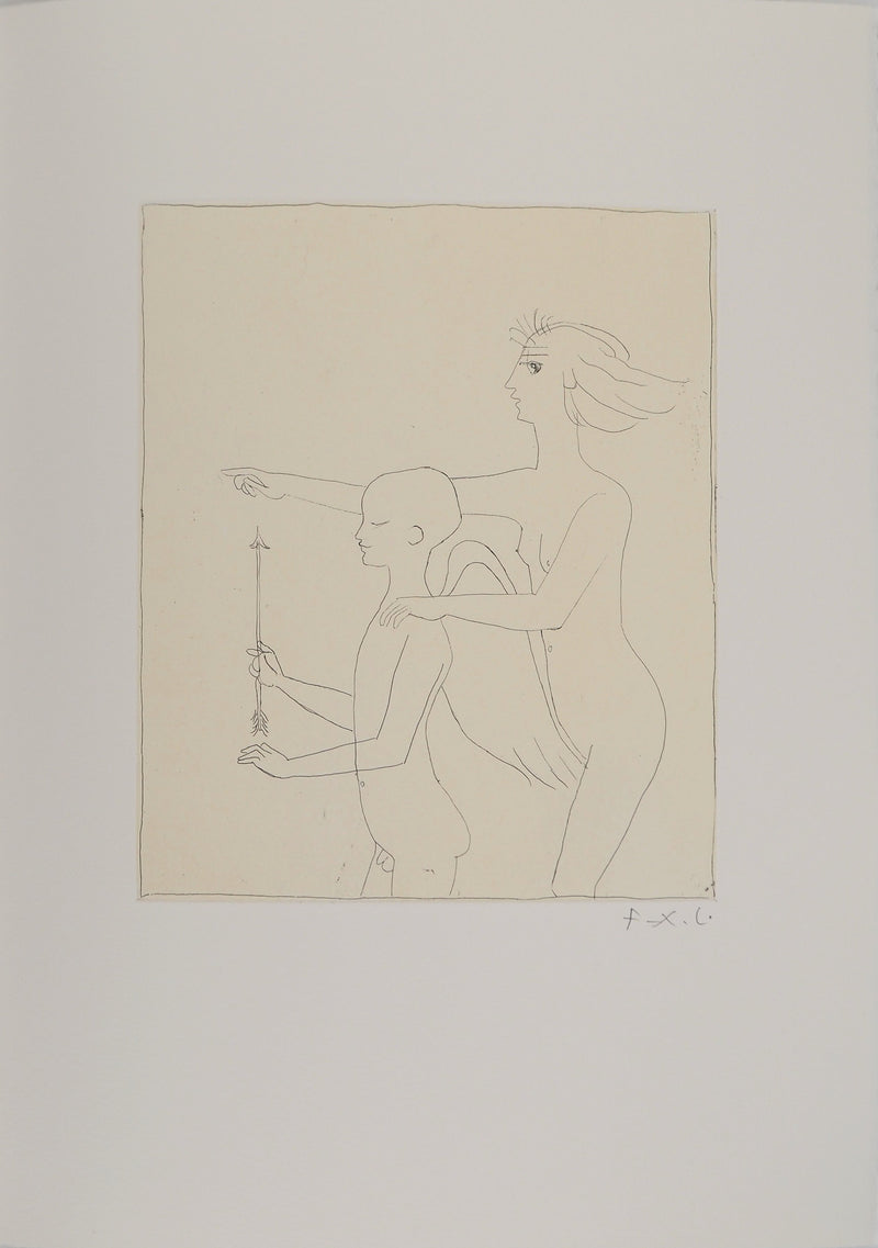 François-Xavier LALANNE : Cupidon se préparant à lancer sa flèche, Gravure originale (vue générale) - Crédit photo : Galerie Art.Paris