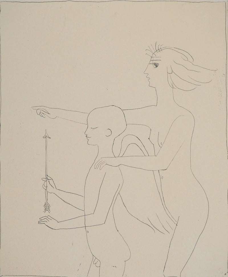 François-Xavier LALANNE : Cupidon se préparant à lancer sa flèche, Gravure originale (photo de détail 3) - Crédit photo : Galerie Art.Paris