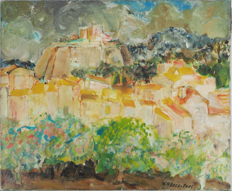 Pierre GARCIA-FONS : Provence, le Hameau perché, Huile sur toile signée
