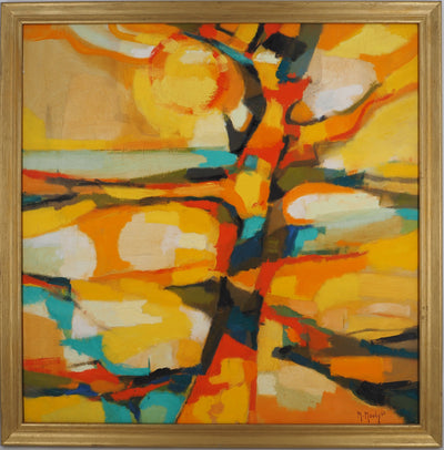 Marcel MOULY : Coucher de soleil et vieil arbre, Tableau original (vue générale) - Crédit photo : Galerie Art.Paris