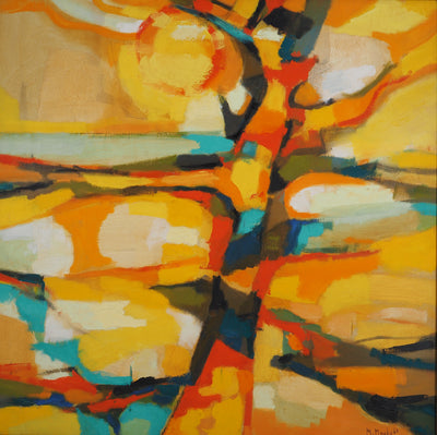 Marcel MOULY : Coucher de soleil et vieil arbre, Tableau original (photo de détail 3) - Crédit photo : Galerie Art.Paris