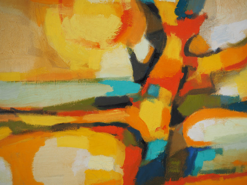 Marcel MOULY : Coucher de soleil et vieil arbre, Tableau original (photo de détail 6) - Crédit photo : Galerie Art.Paris