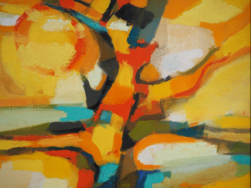 Marcel MOULY : Coucher de soleil et vieil arbre, Tableau original (photo de détail 7) - Crédit photo : Galerie Art.Paris