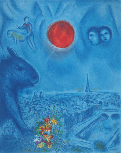 Marc CHAGALL : Le soleil de Paris, Affiche originale (photo de détail 2) - Crédit photo : Galerie Art.Paris
