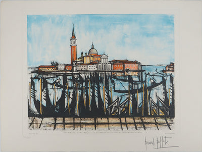 Bernard BUFFET : L'église San Giorgio à Venise, Gravure originale (vue générale) - Crédit photo : Galerie Art.Paris