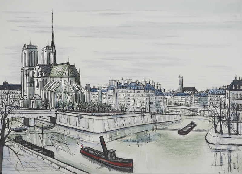 Bernard BUFFET : Notre-Dame et la Cité, Gravure originale (photo de détail 3) - Crédit photo : Galerie Art.Paris