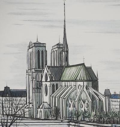 Bernard BUFFET : Notre-Dame et la Cité, Gravure originale (photo de détail 4) - Crédit photo : Galerie Art.Paris