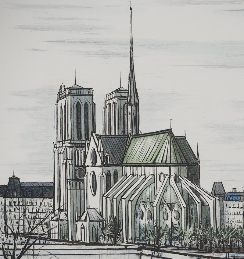 Bernard BUFFET : Notre-Dame et la Cité, Gravure originale (photo de détail 4) - Crédit photo : Galerie Art.Paris