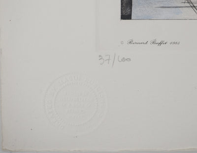 Bernard BUFFET : Notre-Dame et la Cité, Gravure originale (photo de détail 6) - Crédit photo : Galerie Art.Paris