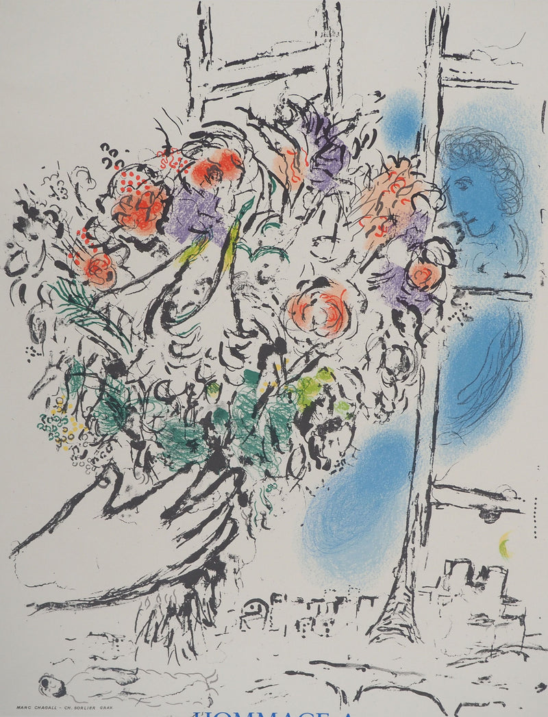 Marc CHAGALL : Offrande de fleurs, Affiche originale (photo de détail 2) - Crédit photo : Galerie Art.Paris