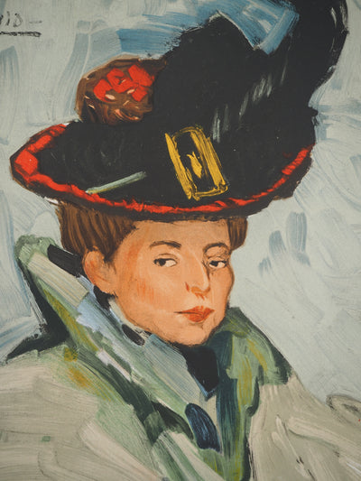 Pablo PICASSO : La femme au chapeau, Affiche originale (photo de détail 4) - Crédit photo : Galerie Art.Paris