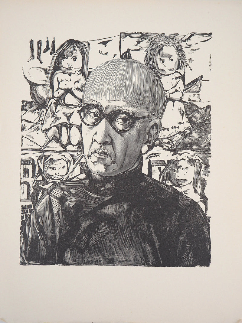 ADA Léonard Tsuguharu FOUJITA, Self-portrait, Woodcut