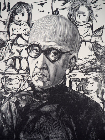 ADA Léonard Tsuguharu FOUJITA, Self-portrait, Woodcut