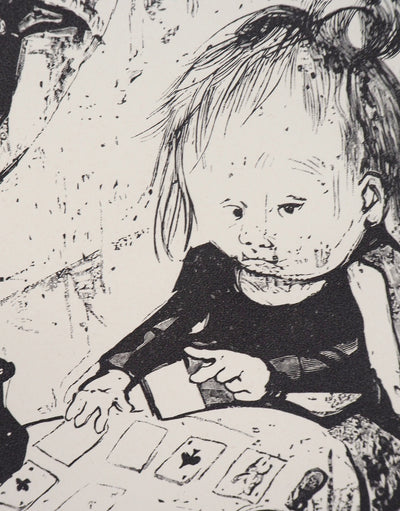 Léonard Tsuguharu FOUJITA : La cartomancienne, Gravure sur bois originale signée