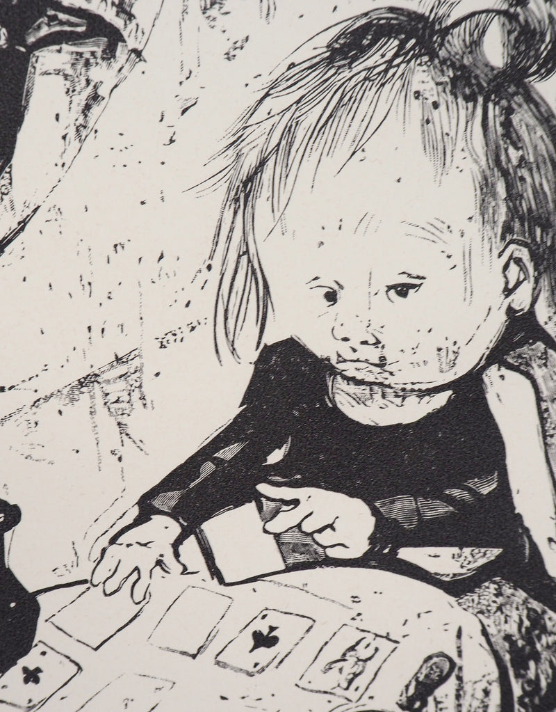 Léonard Tsuguharu FOUJITA : La cartomancienne, Gravure sur bois originale signée