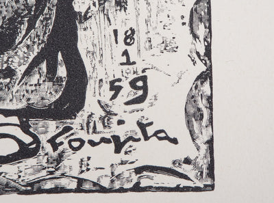 Léonard Tsuguharu FOUJITA : La cartomancienne, Gravure sur bois originale signée