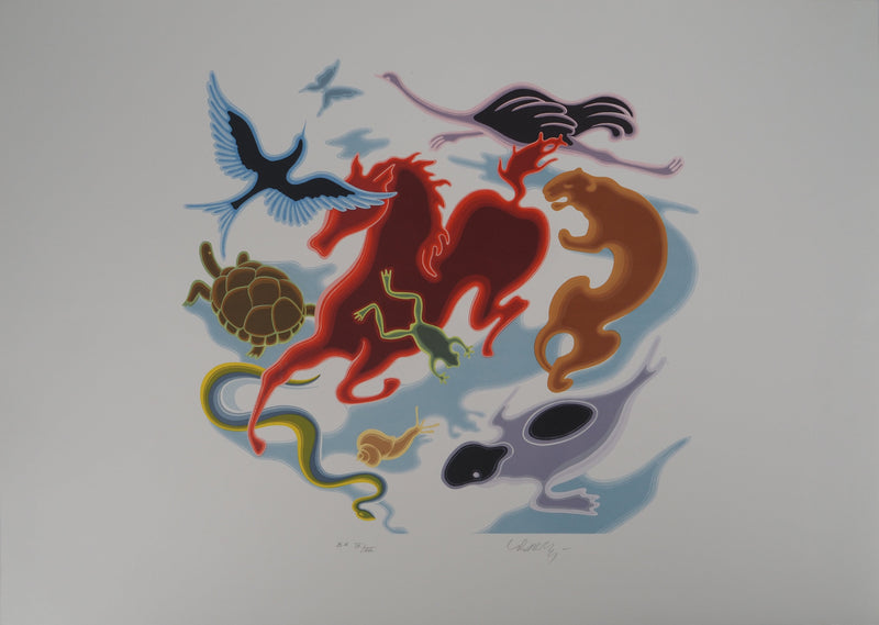 Victor VASARELY : Etude de mouvement, le Zoo, Lithographie originale signée